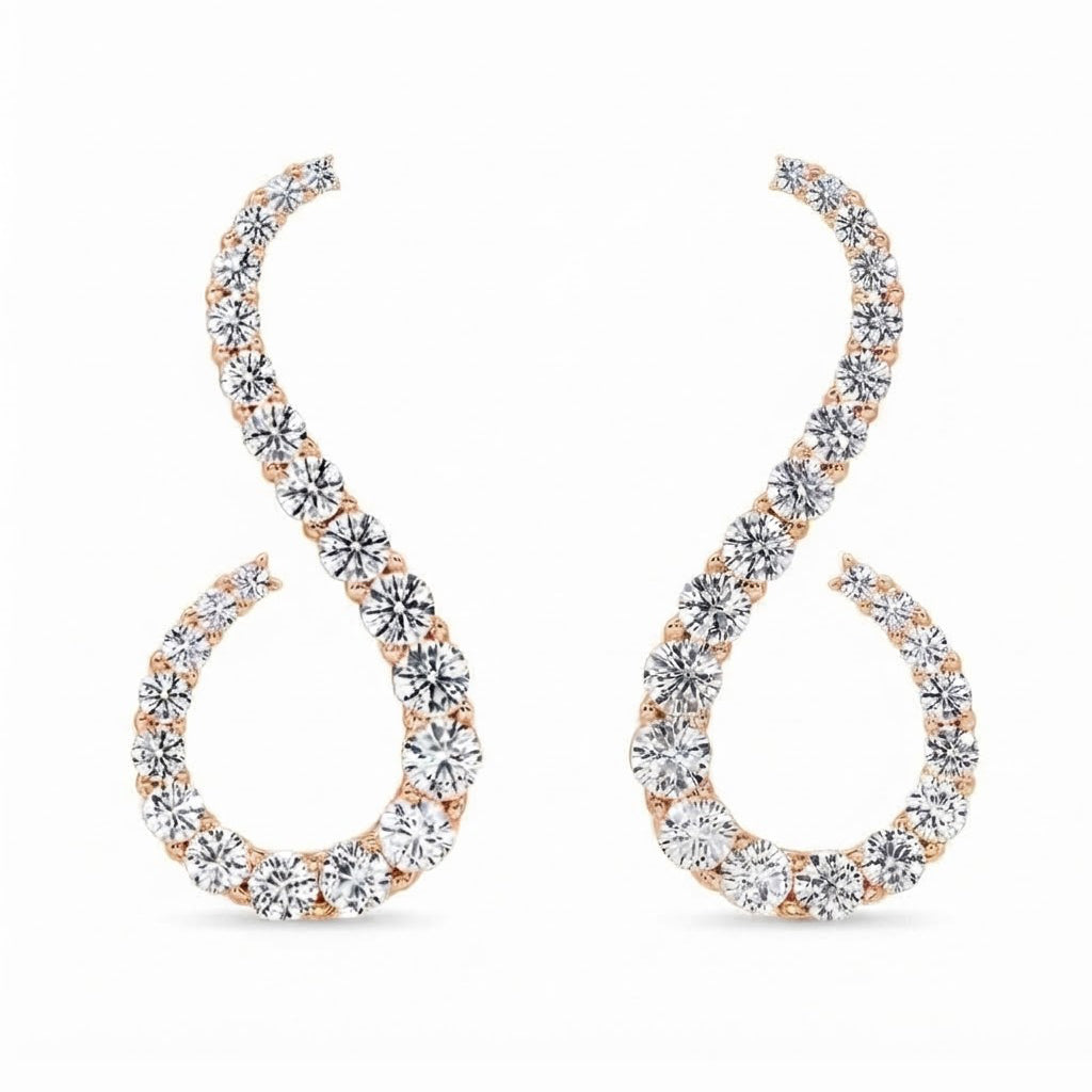 Stylish Moissanite "S" Shape Diamond Stud Earrings