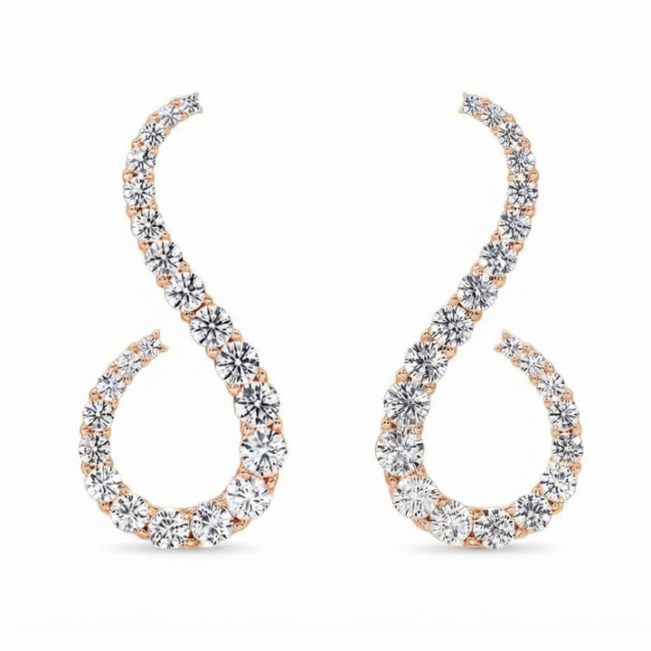 Stylish Moissanite "S" Shape Diamond Stud Earrings
