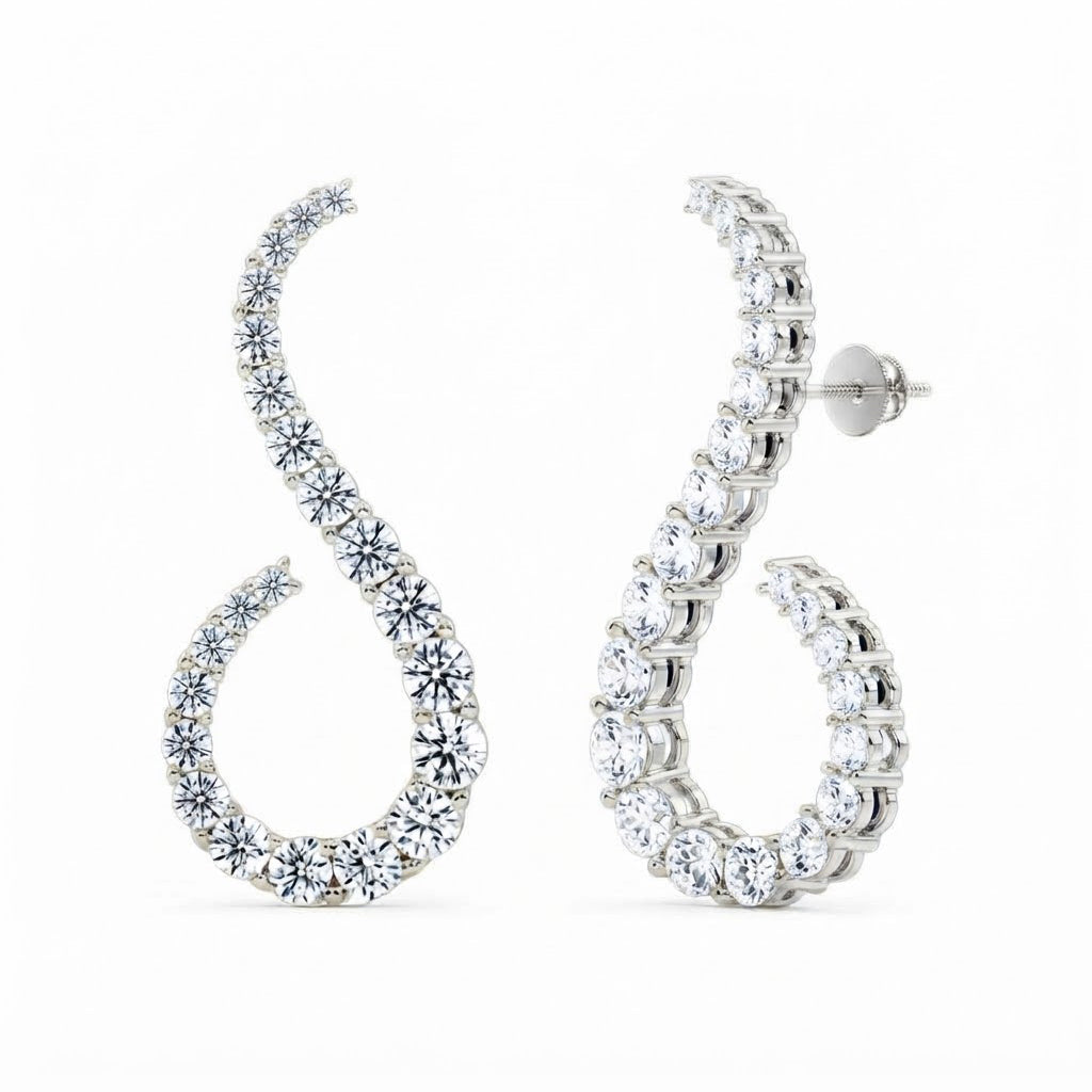 Stylish Moissanite "S" Shape Diamond Stud Earrings