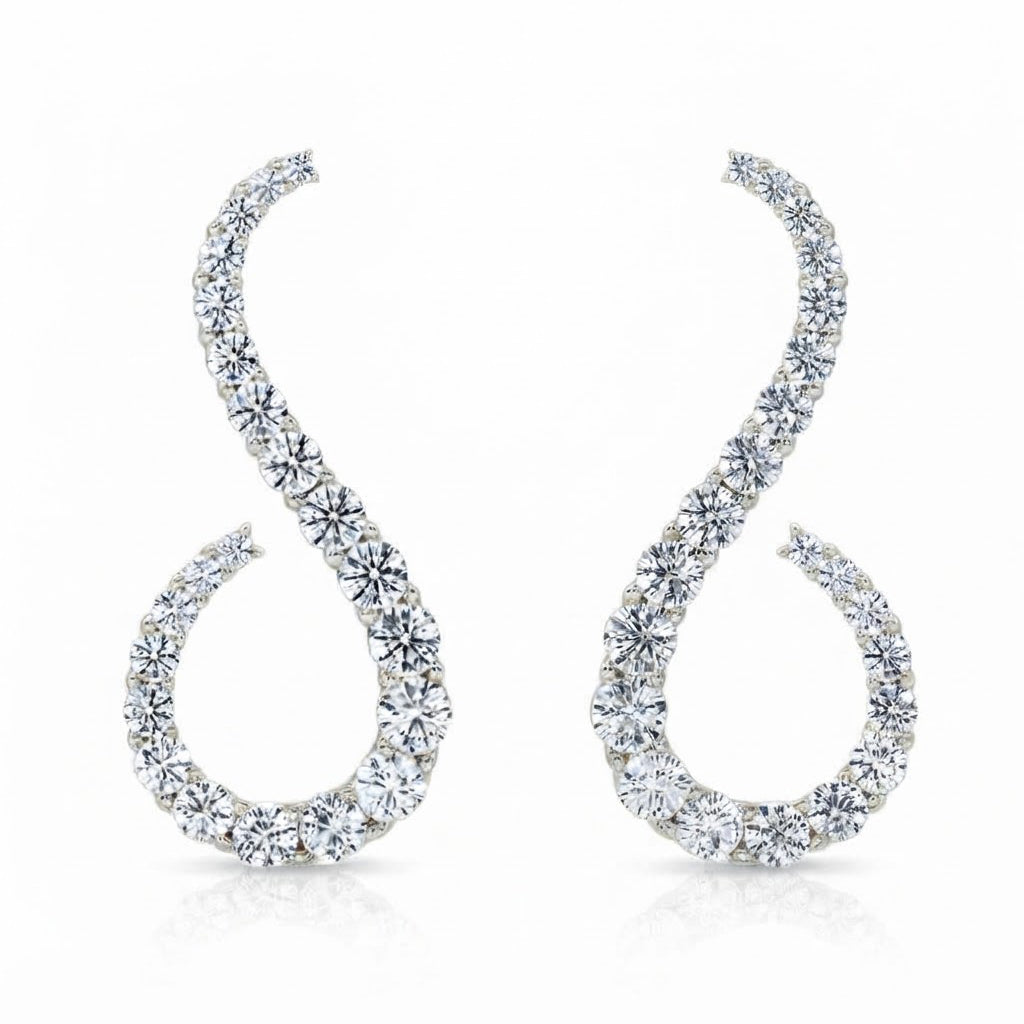 Stylish Moissanite "S" Shape Diamond Stud Earrings