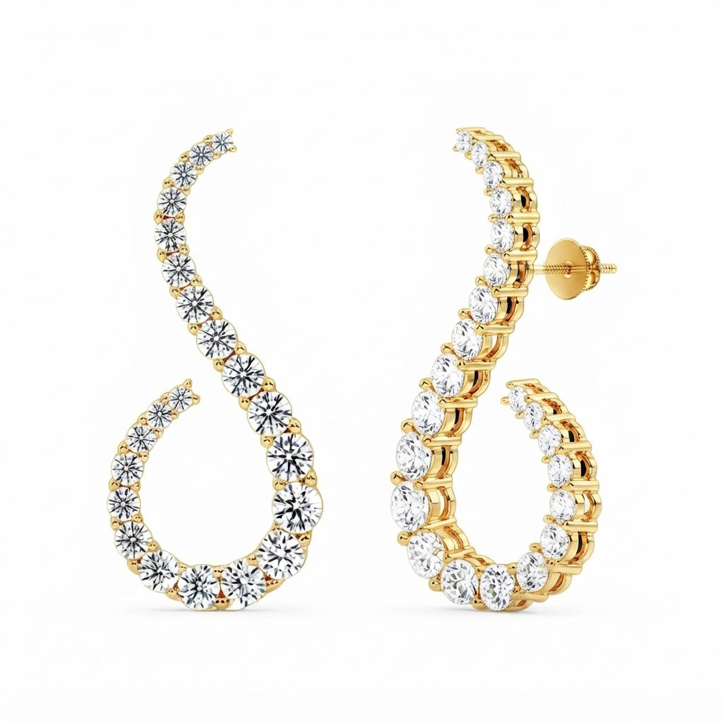 Stylish Moissanite "S" Shape Diamond Stud Earrings