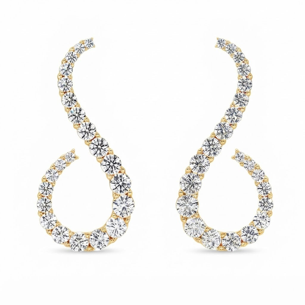 Stylish Moissanite "S" Shape Diamond Stud Earrings