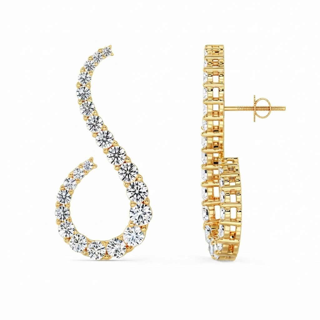 Stylish Moissanite "S" Shape Diamond Stud Earrings