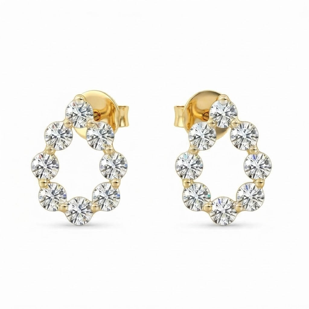 Cluster Round Cut Moissanite Diamond Stud Earrings for Women