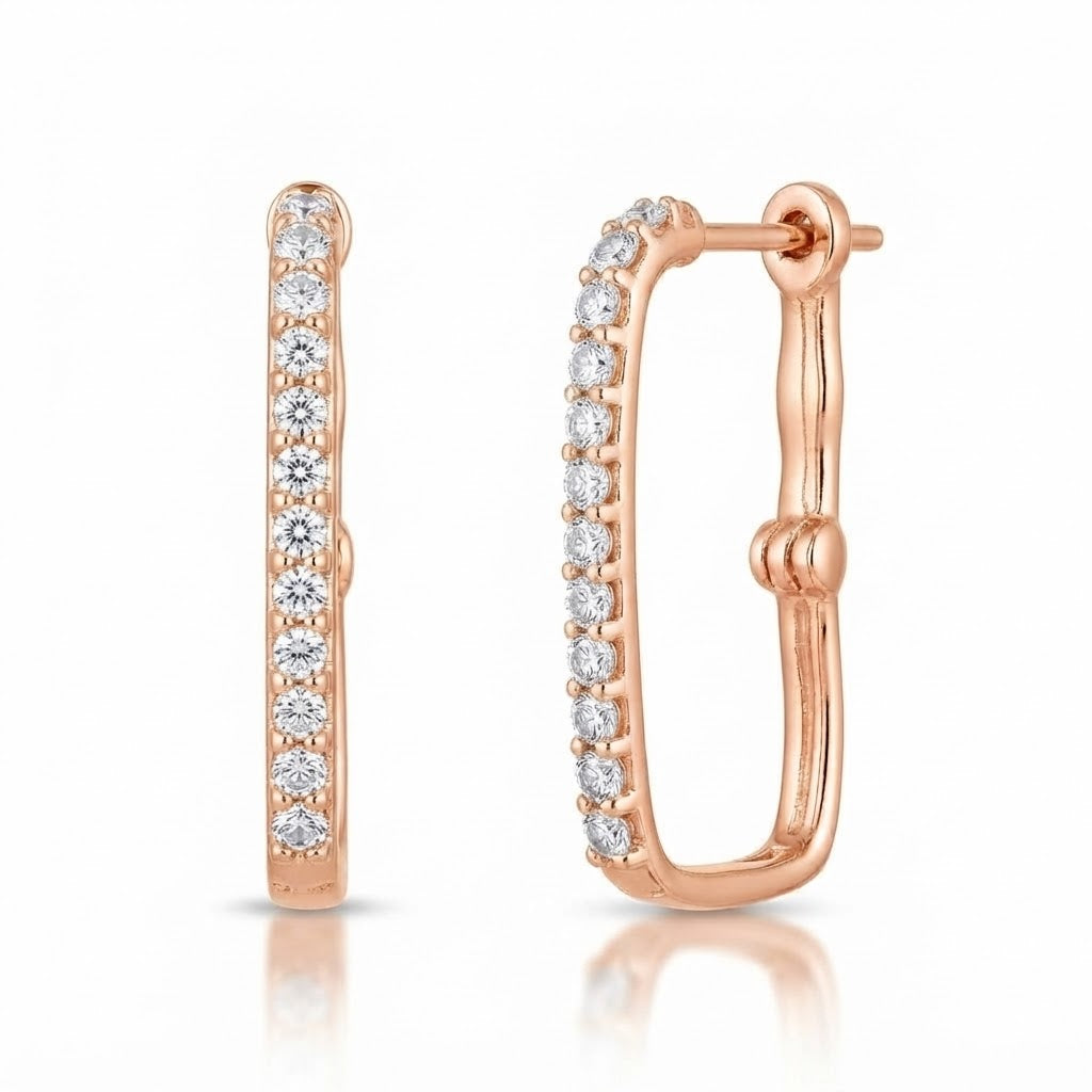 Round Moissanite Diamond Square Hoop Earrings