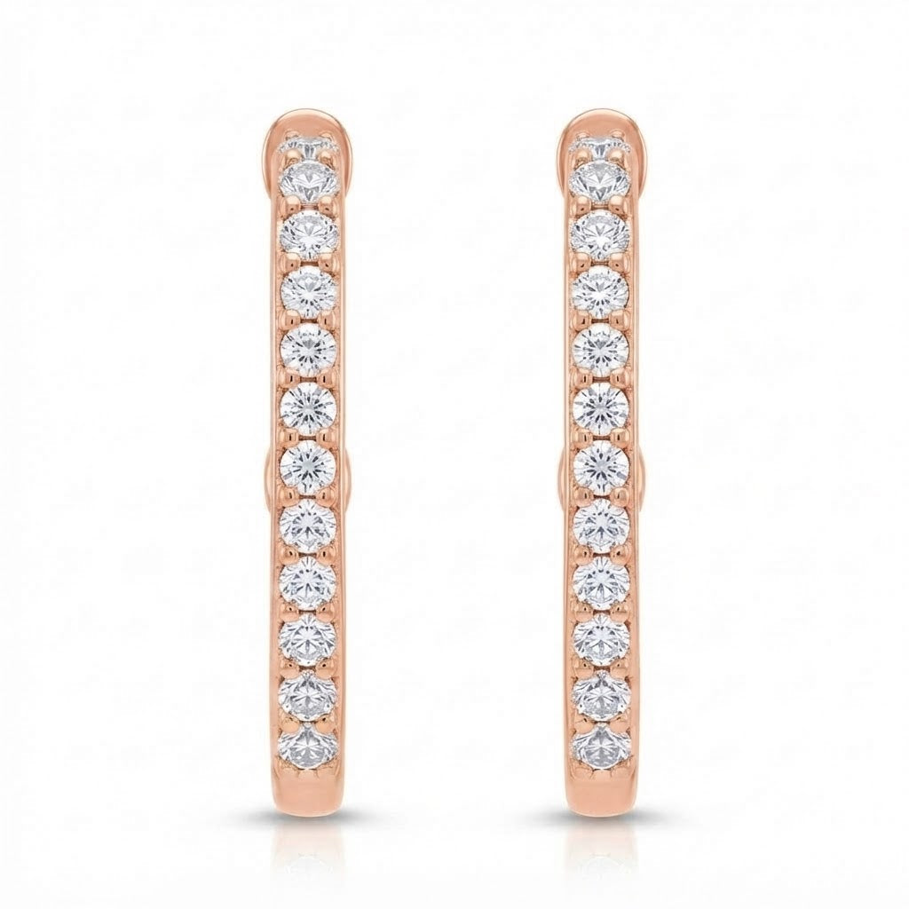 Round Moissanite Diamond Square Hoop Earrings