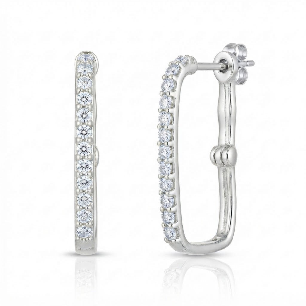 Round Moissanite Diamond Square Hoop Earrings