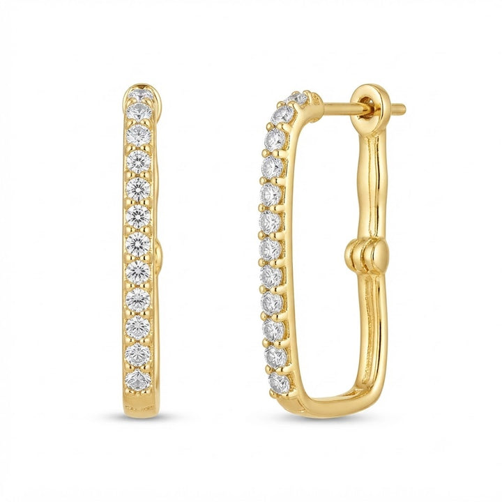 Round Moissanite Diamond Square Hoop Earrings
