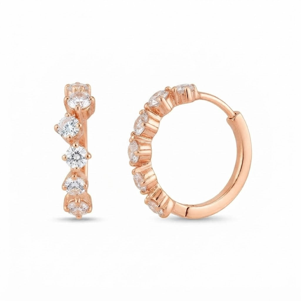 0.80ct Round Cut Moissanite Diamond Cluster Hoop Earrings