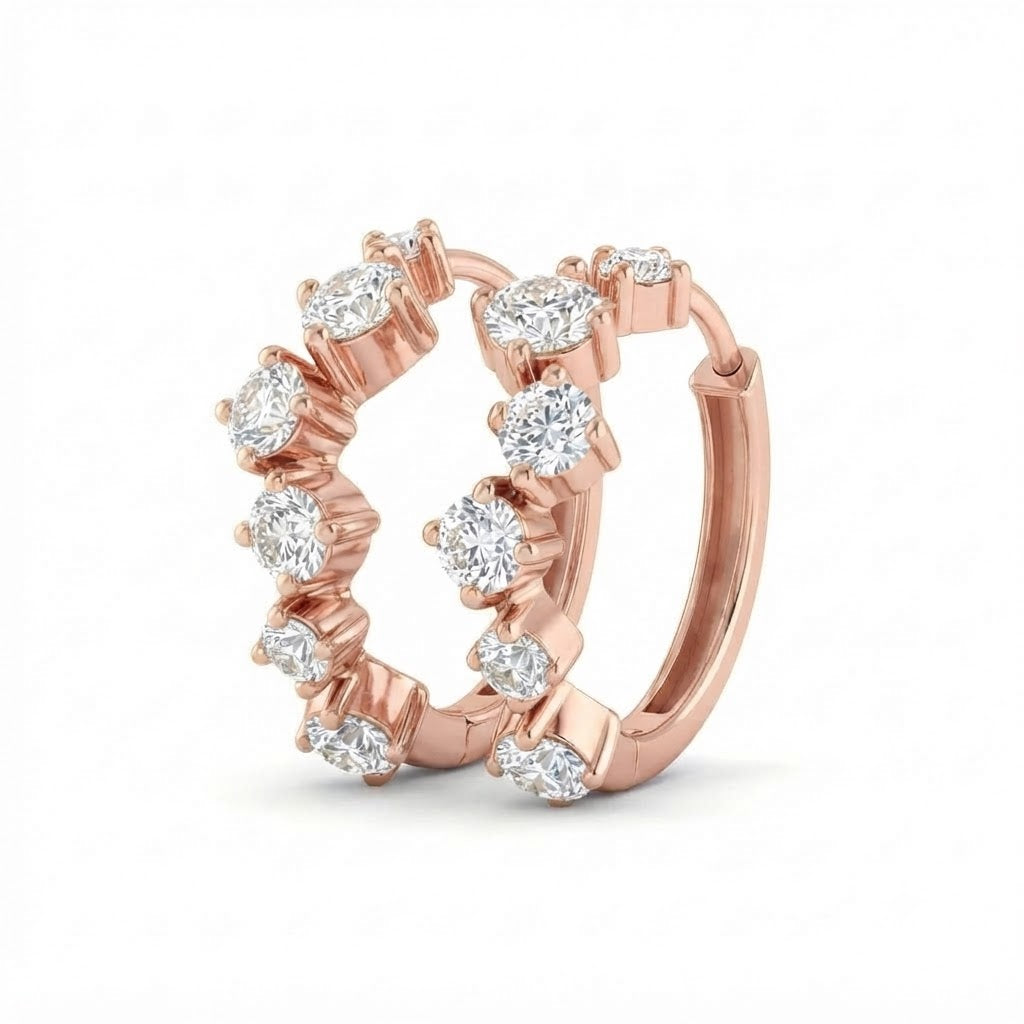 0.80ct Round Cut Moissanite Diamond Cluster Hoop Earrings
