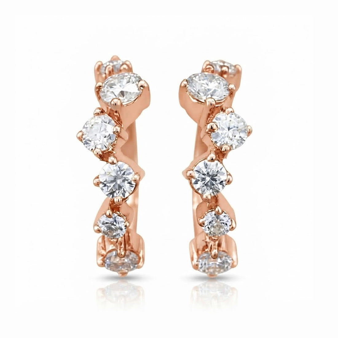 0.80ct Round Cut Moissanite Diamond Cluster Hoop Earrings