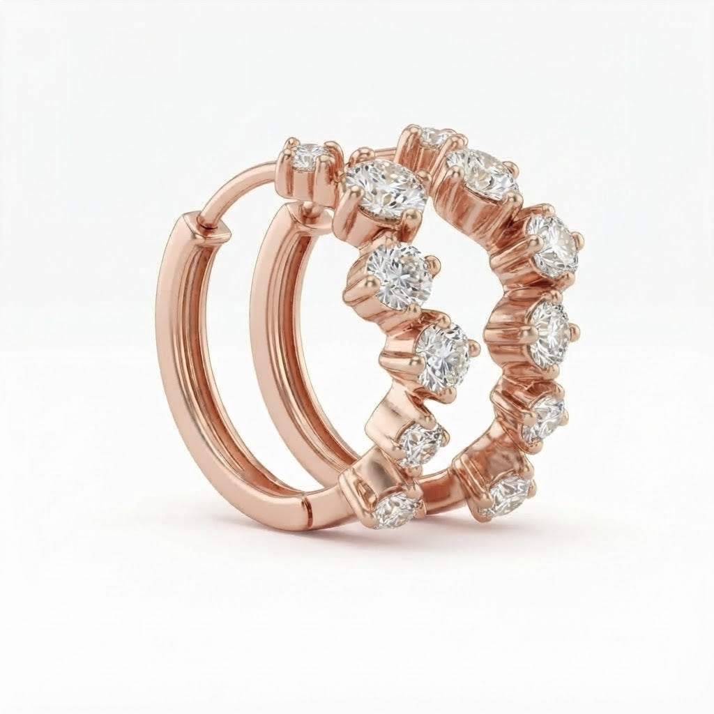 0.80ct Round Cut Moissanite Diamond Cluster Hoop Earrings