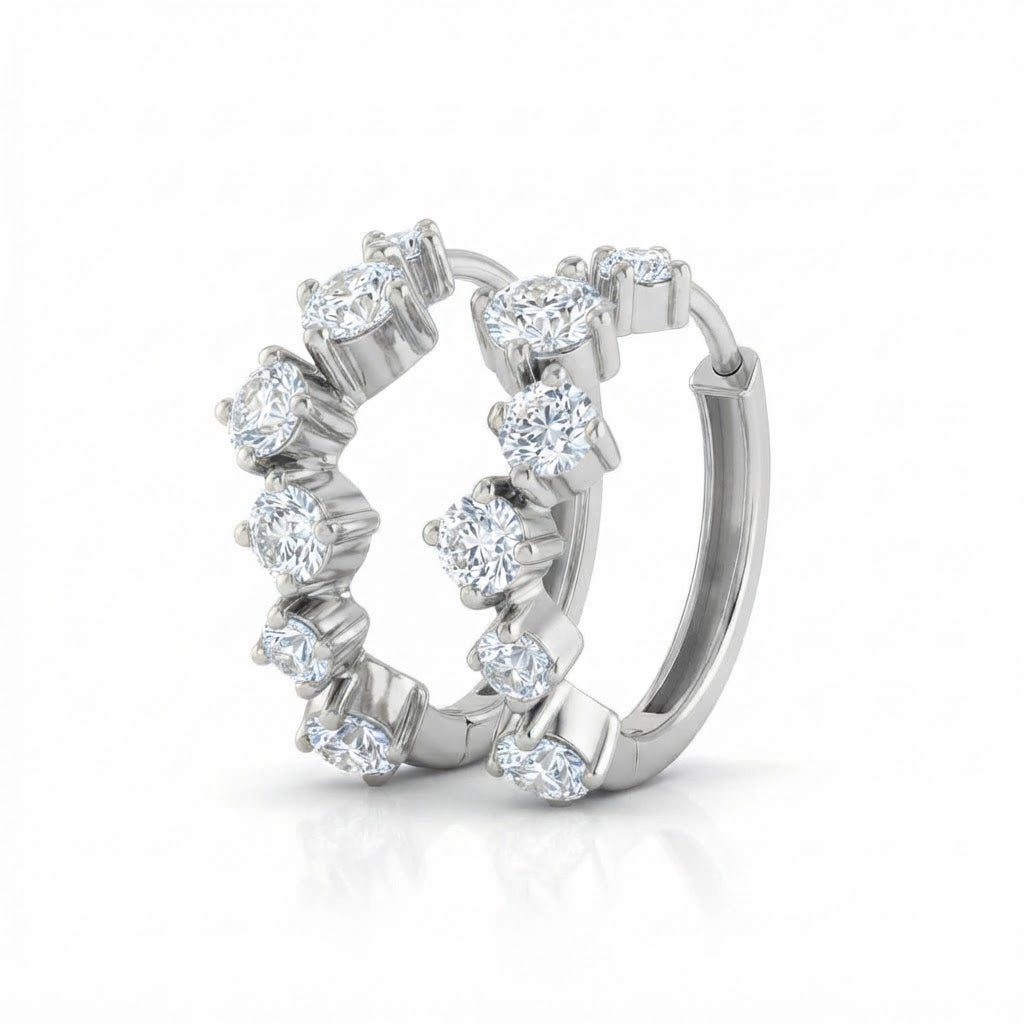 0.80ct Round Cut Moissanite Diamond Cluster Hoop Earrings