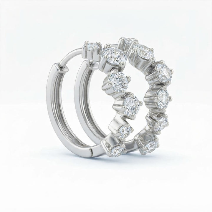 0.80ct Round Cut Moissanite Diamond Cluster Hoop Earrings
