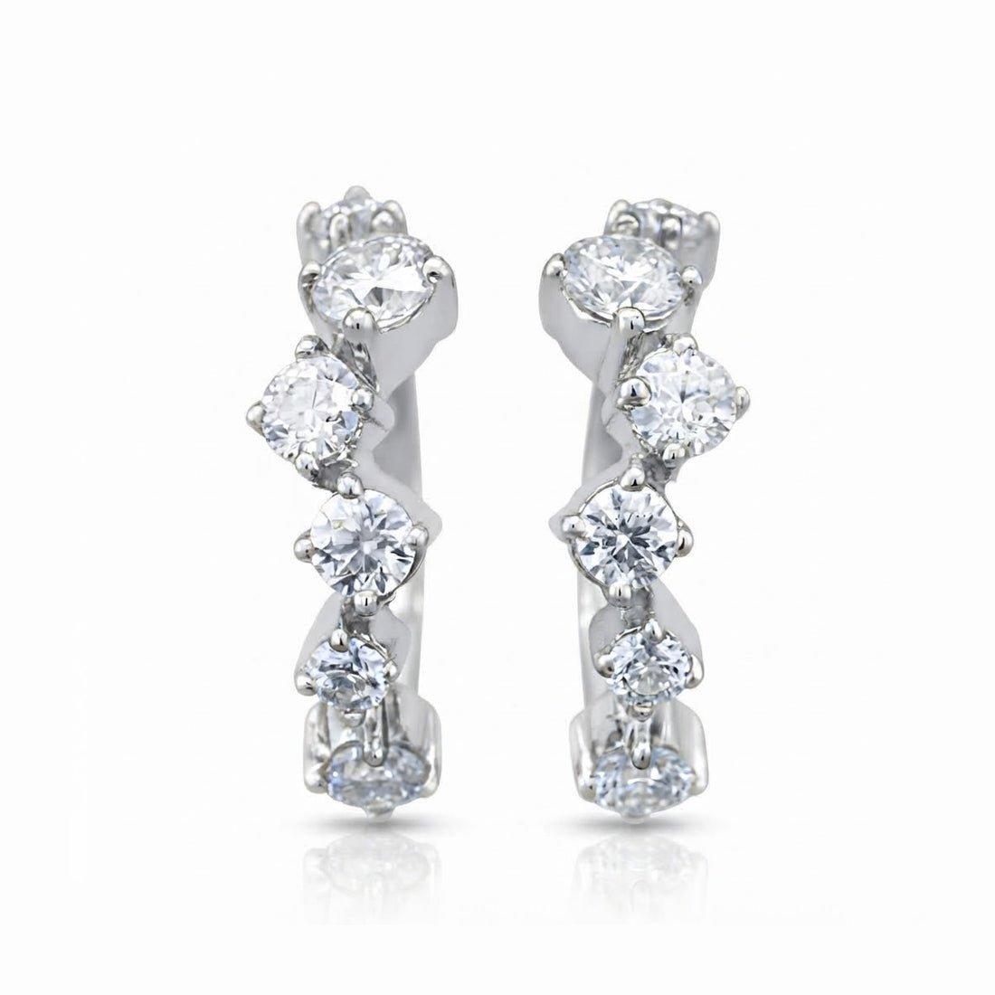 0.80ct Round Cut Moissanite Diamond Cluster Hoop Earrings