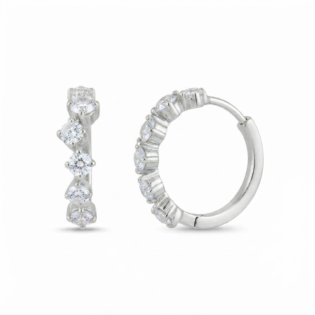 0.80ct Round Cut Moissanite Diamond Cluster Hoop Earrings