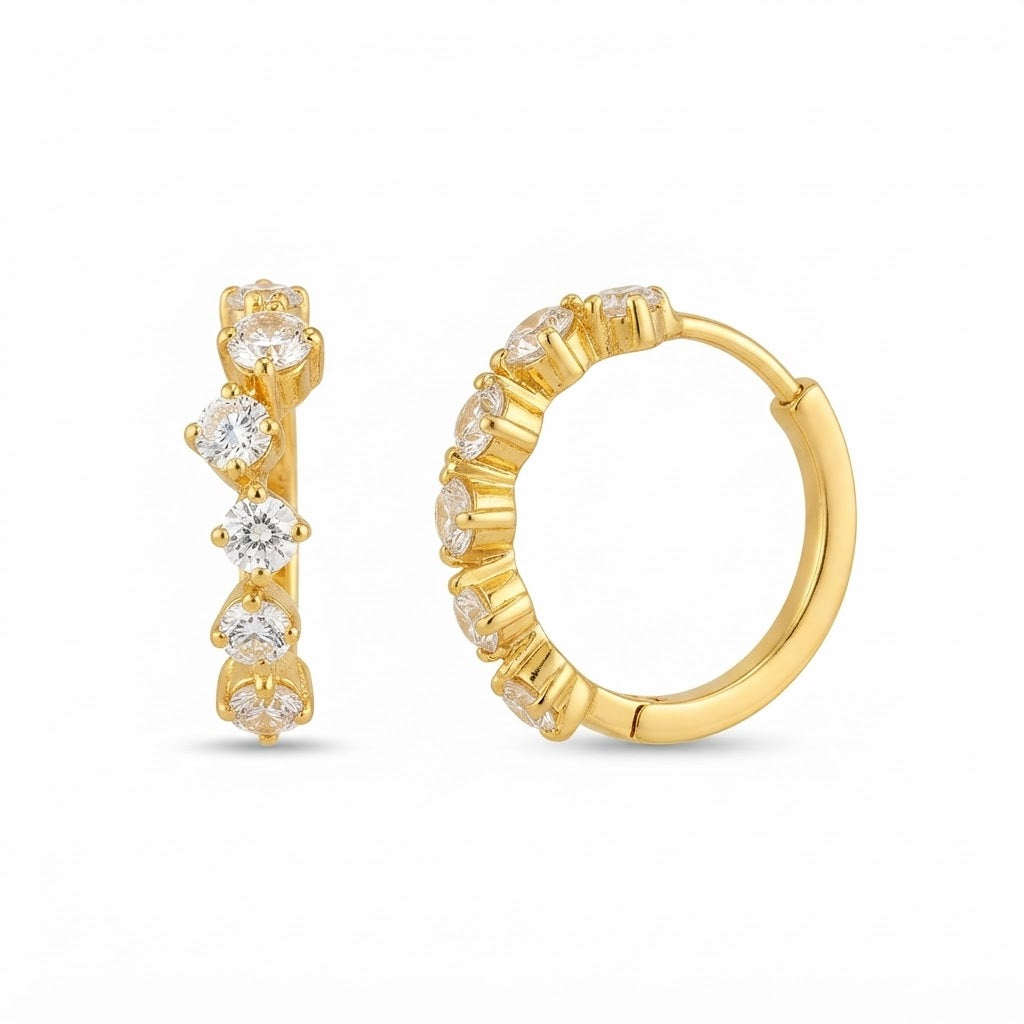 0.80ct Round Cut Moissanite Diamond Cluster Hoop Earrings