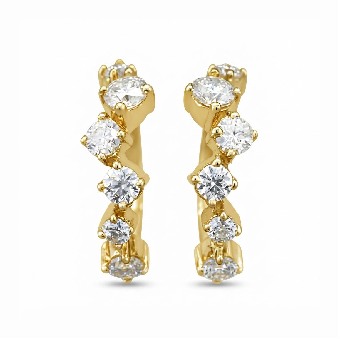 0.80ct Round Cut Moissanite Diamond Cluster Hoop Earrings