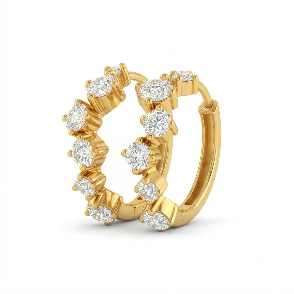 0.80ct Round Cut Moissanite Diamond Cluster Hoop Earrings