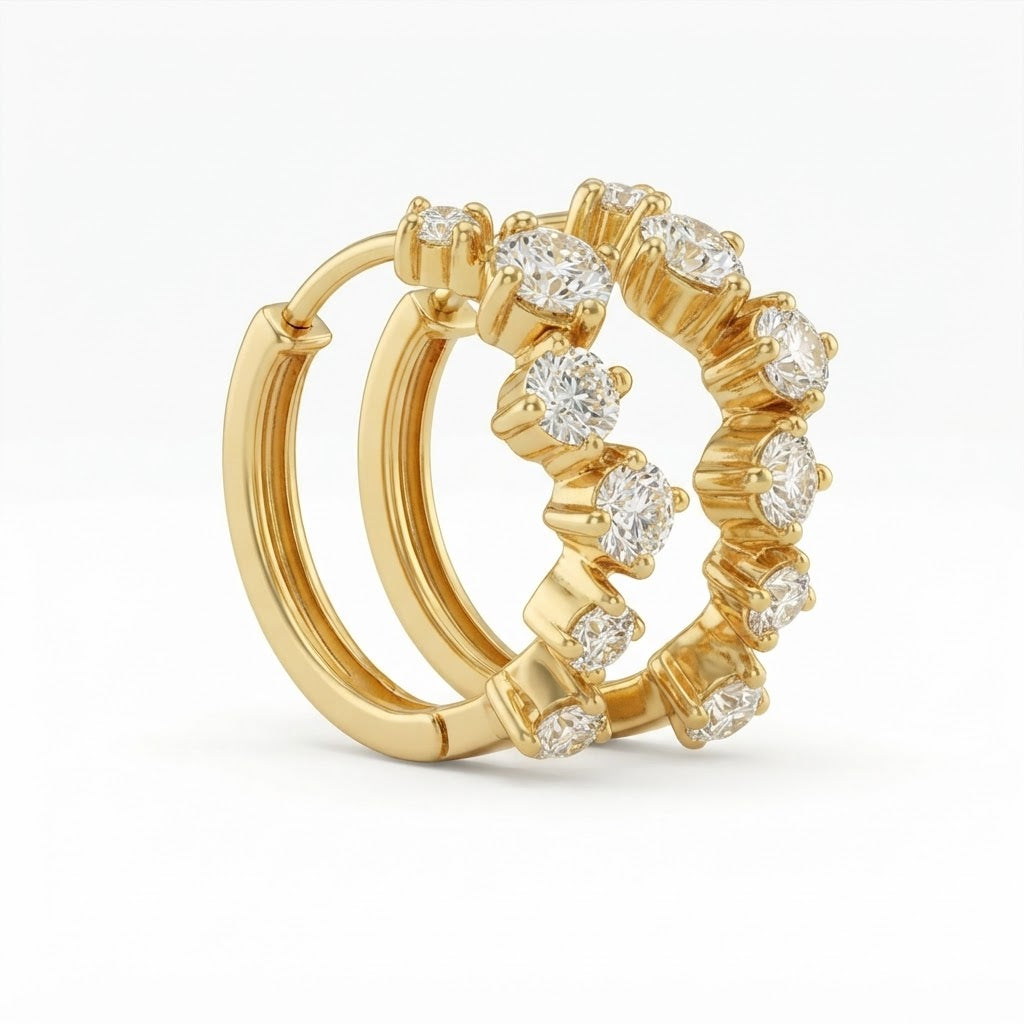 0.80ct Round Cut Moissanite Diamond Cluster Hoop Earrings