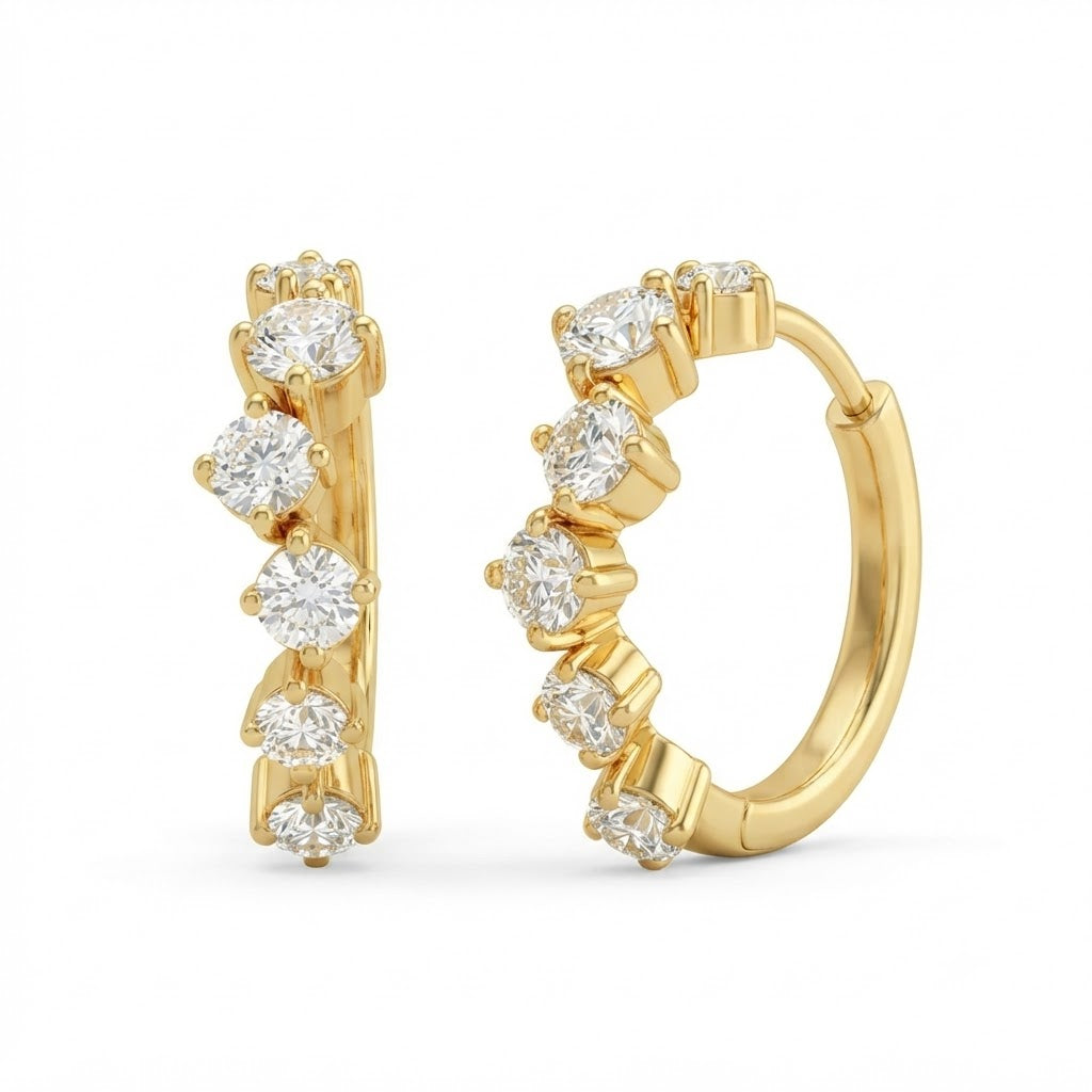 0.80ct Round Cut Moissanite Diamond Cluster Hoop Earrings