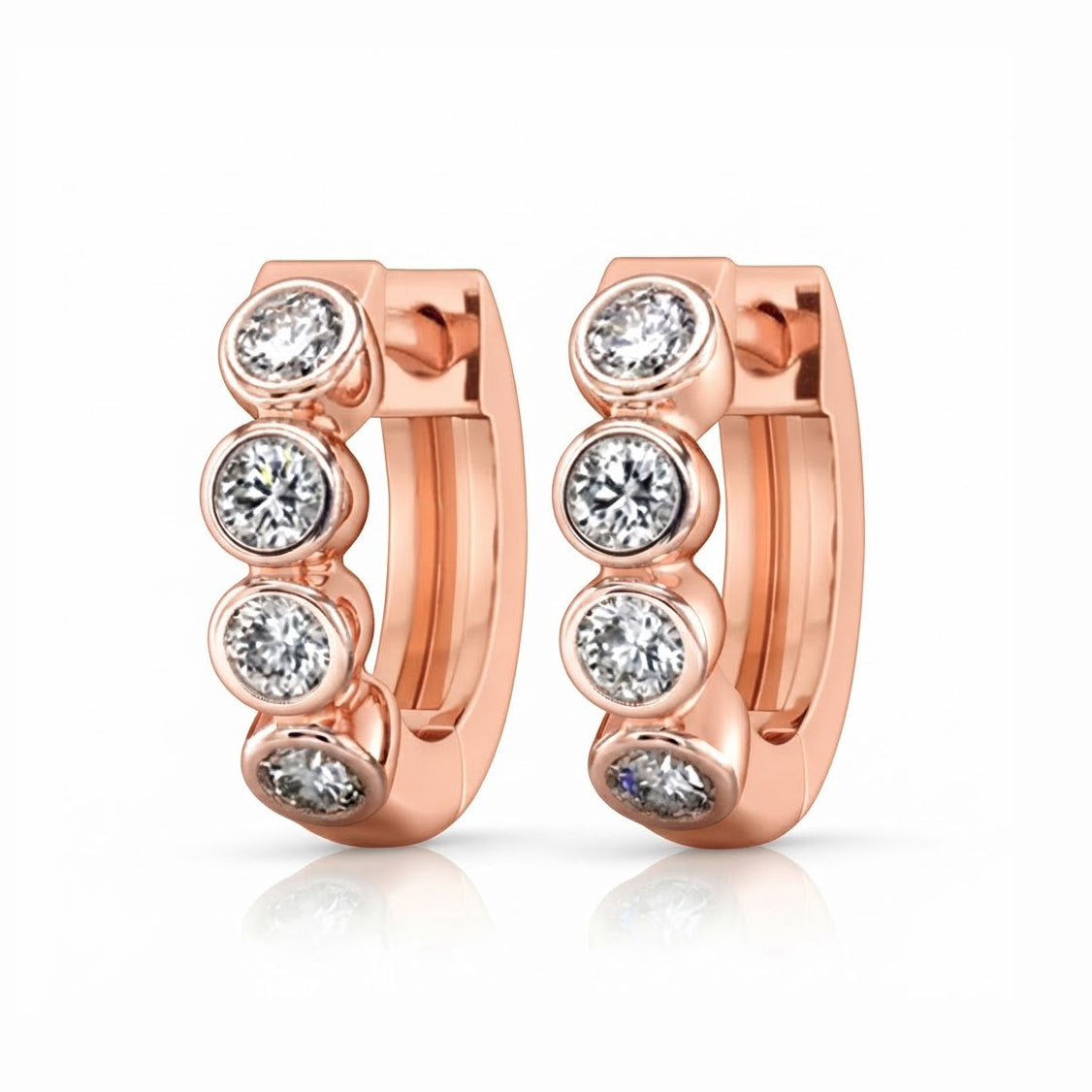 0.70 CT Moissanite Round Diamond Bezel Hoop Earring