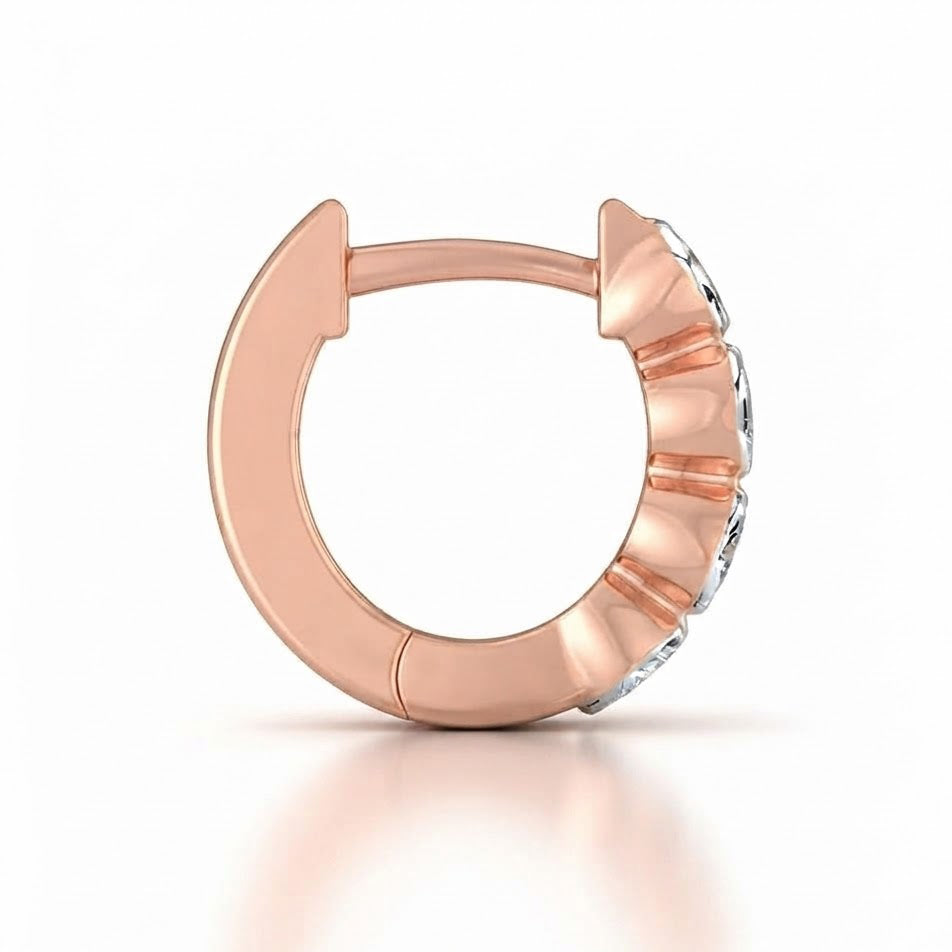 0.70 CT Moissanite Round Diamond Bezel Hoop Earring