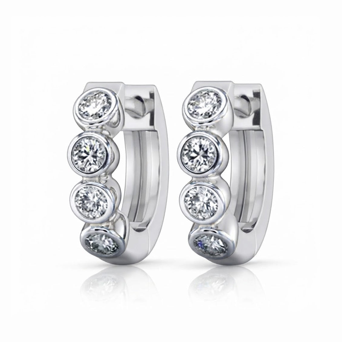 0.70 CT Moissanite Round Diamond Bezel Hoop Earring