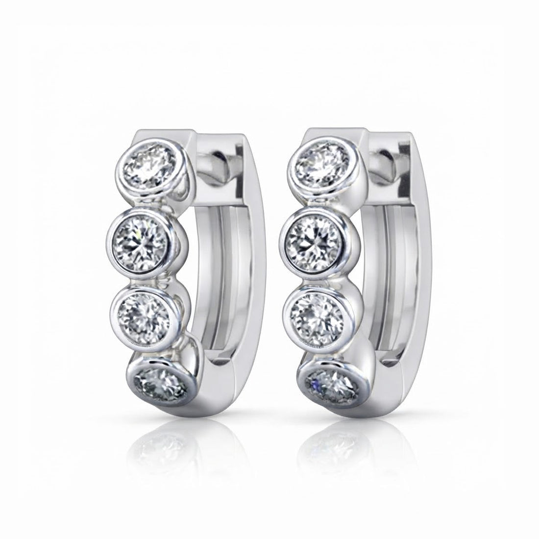 0.70 CT Moissanite Round Diamond Bezel Hoop Earring