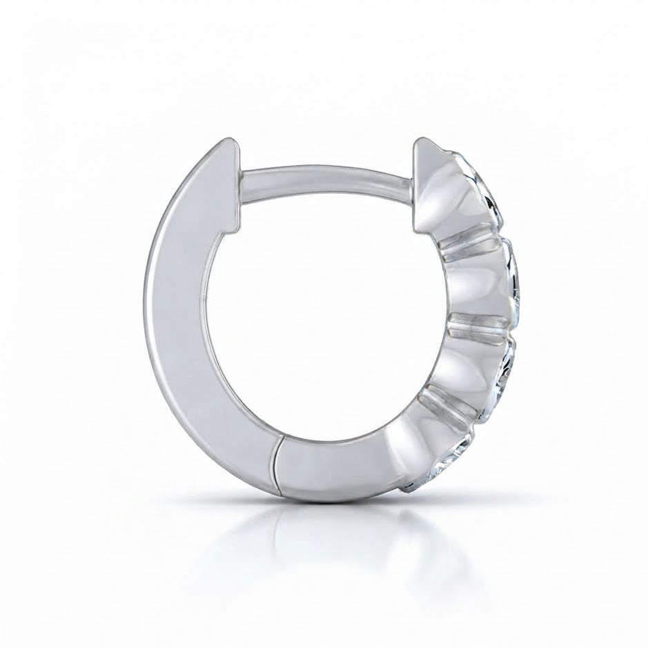 0.70 CT Moissanite Round Diamond Bezel Hoop Earring
