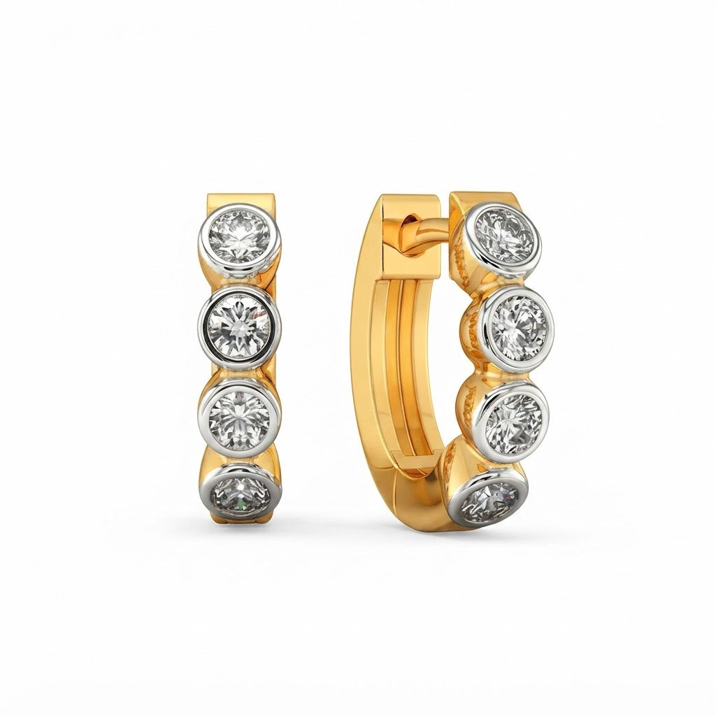 0.70 CT Moissanite Round Diamond Bezel Hoop Earring