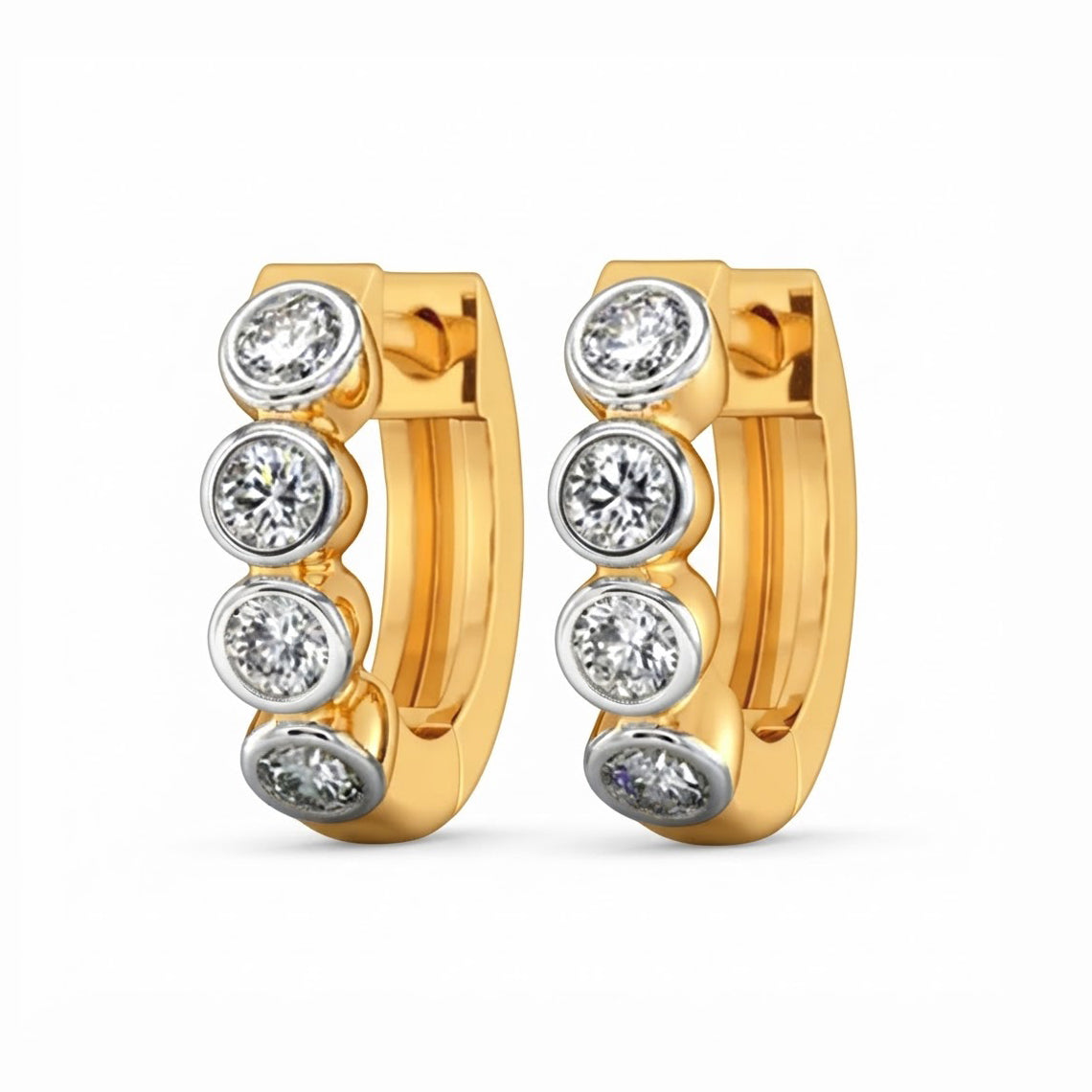 0.70 CT Moissanite Round Diamond Bezel Hoop Earring