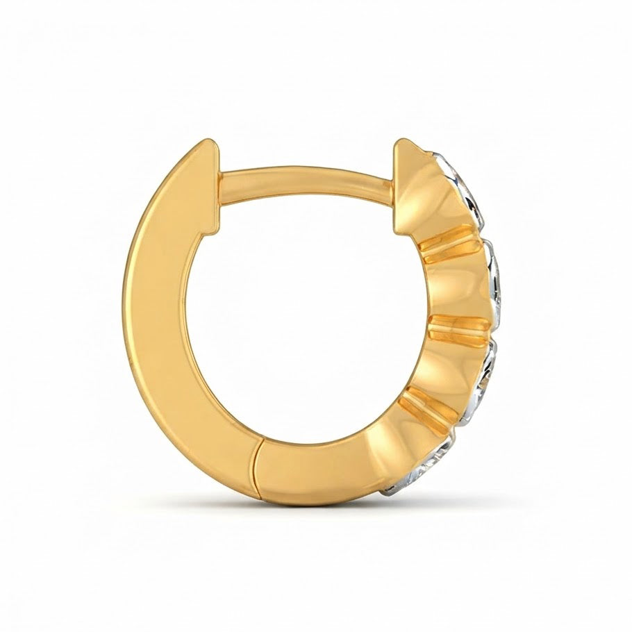 0.70 CT Moissanite Round Diamond Bezel Hoop Earring