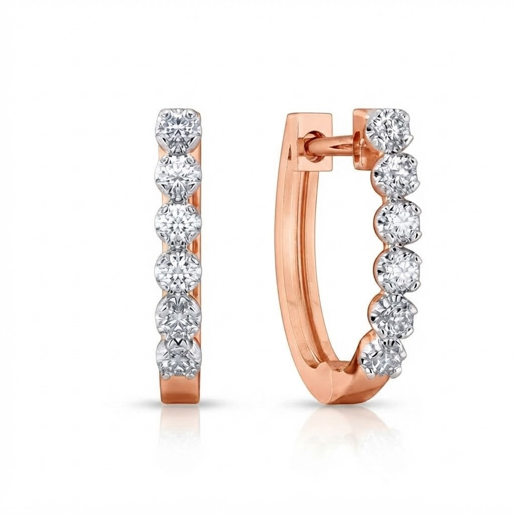 0.70ct Round Cut VVS Moissanite Hoop Earrings