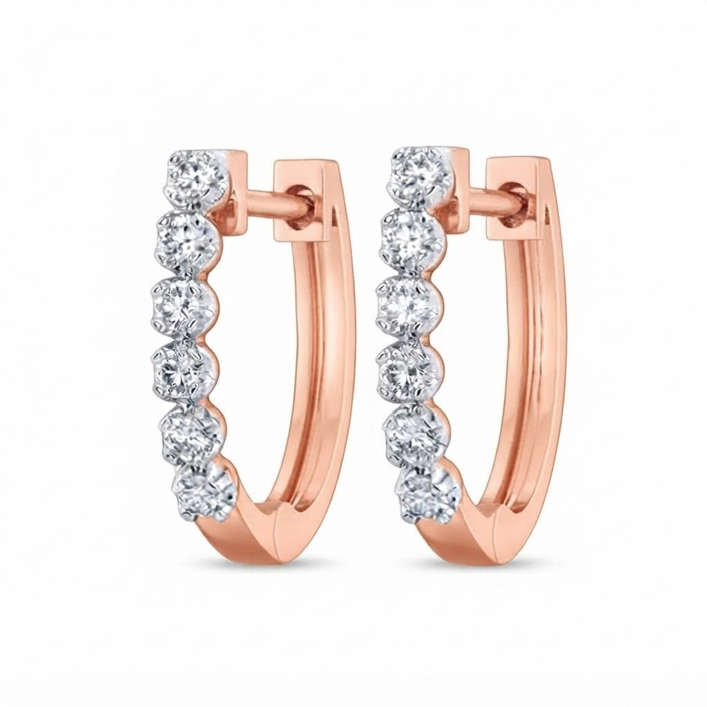 0.70ct Round Cut VVS Moissanite Hoop Earrings