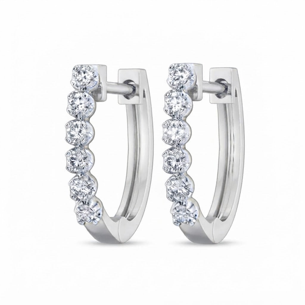 0.70ct Round Cut VVS Moissanite Hoop Earrings