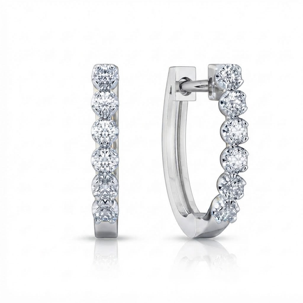 0.70ct Round Cut VVS Moissanite Hoop Earrings