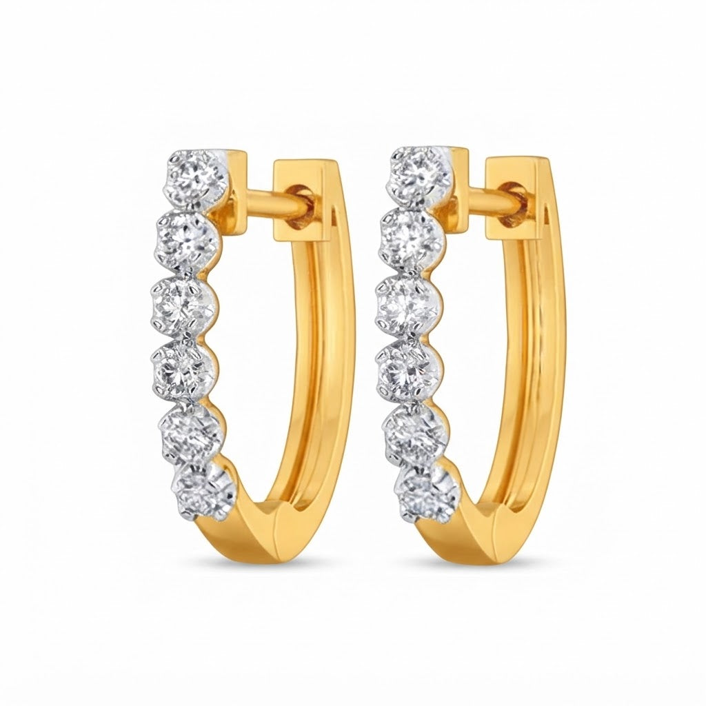 0.70ct Round Cut VVS Moissanite Hoop Earrings