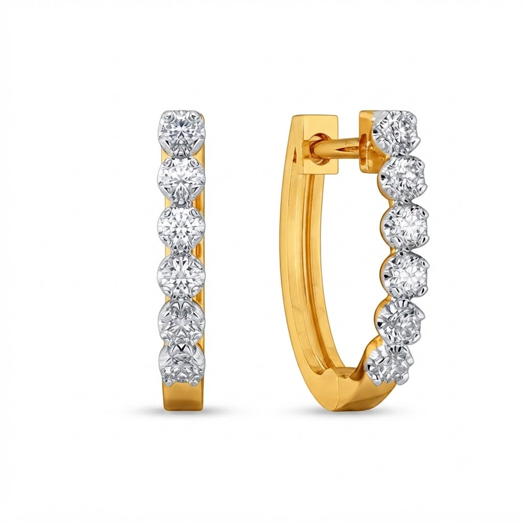 0.70ct Round Cut VVS Moissanite Hoop Earrings