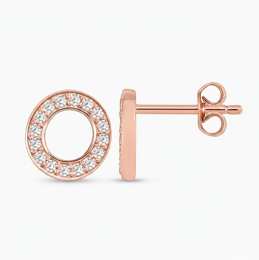 Circle Moissanite Diamond Screw Back Stud Earrings