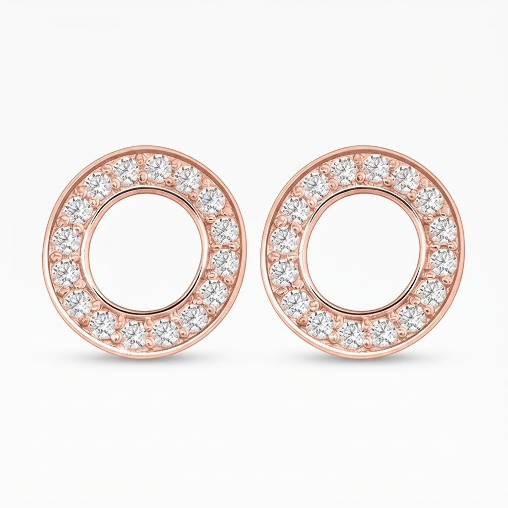 Circle Moissanite Diamond Screw Back Stud Earrings