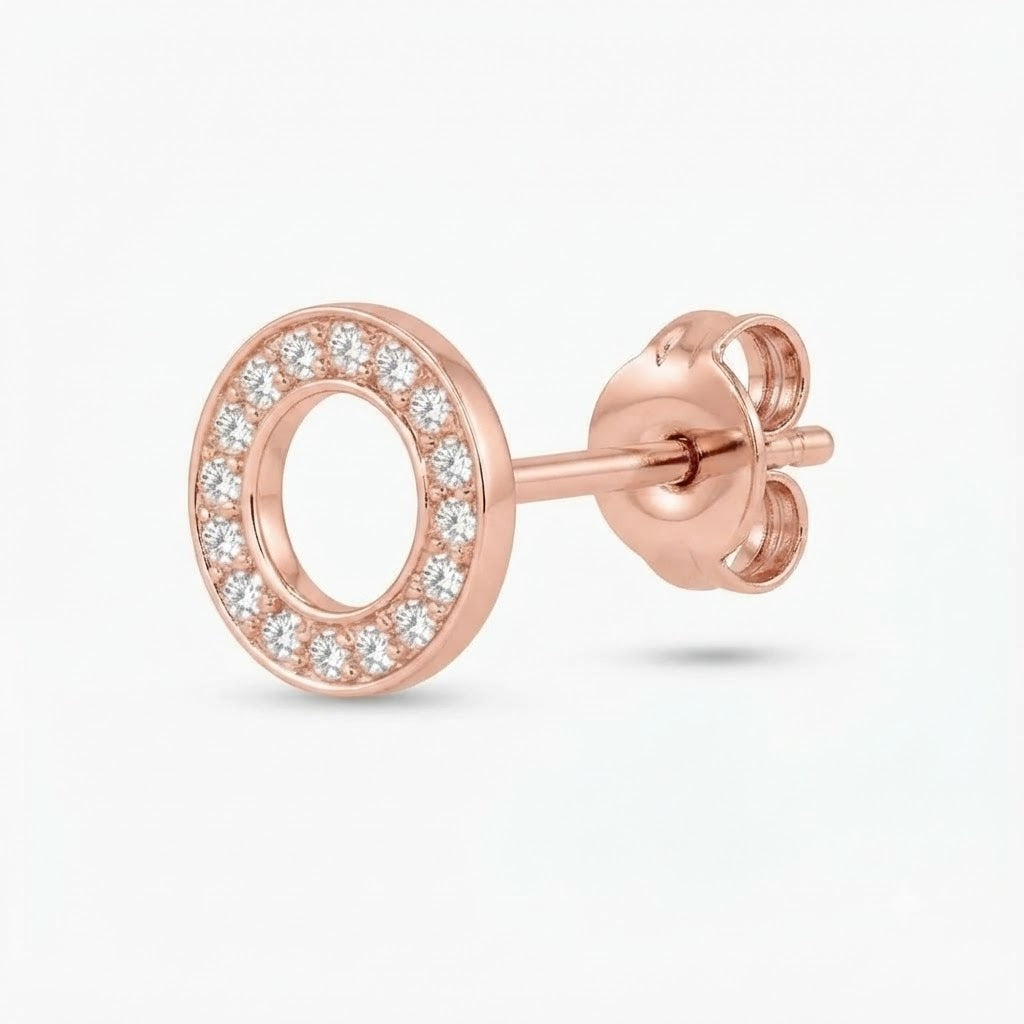 Circle Moissanite Diamond Screw Back Stud Earrings