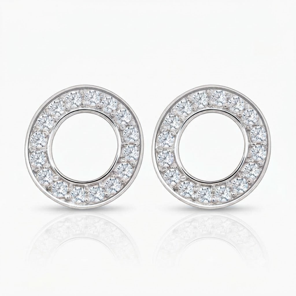 Circle Moissanite Diamond Screw Back Stud Earrings