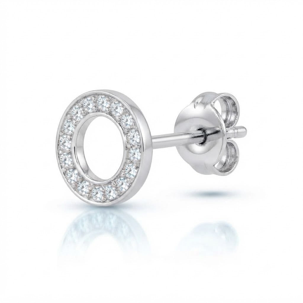 Circle Moissanite Diamond Screw Back Stud Earrings