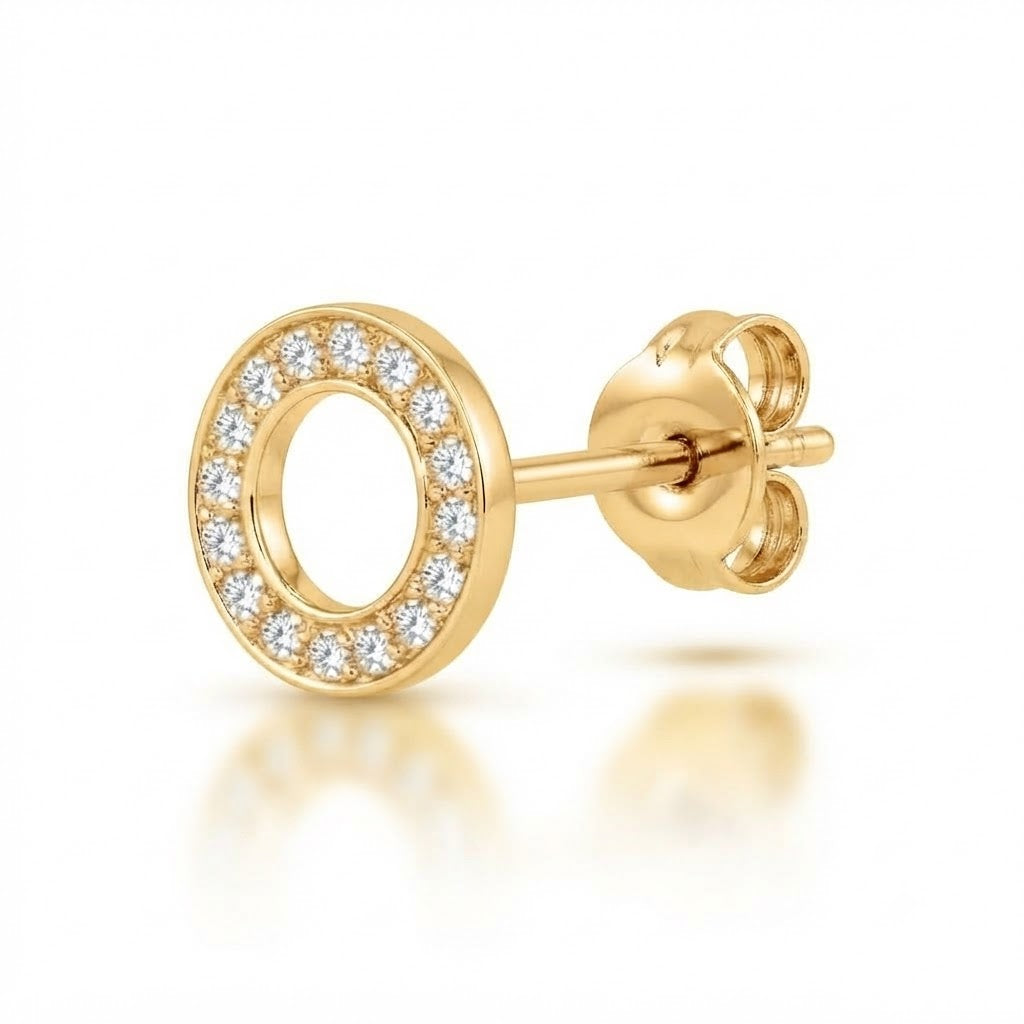 Circle Moissanite Diamond Screw Back Stud Earrings