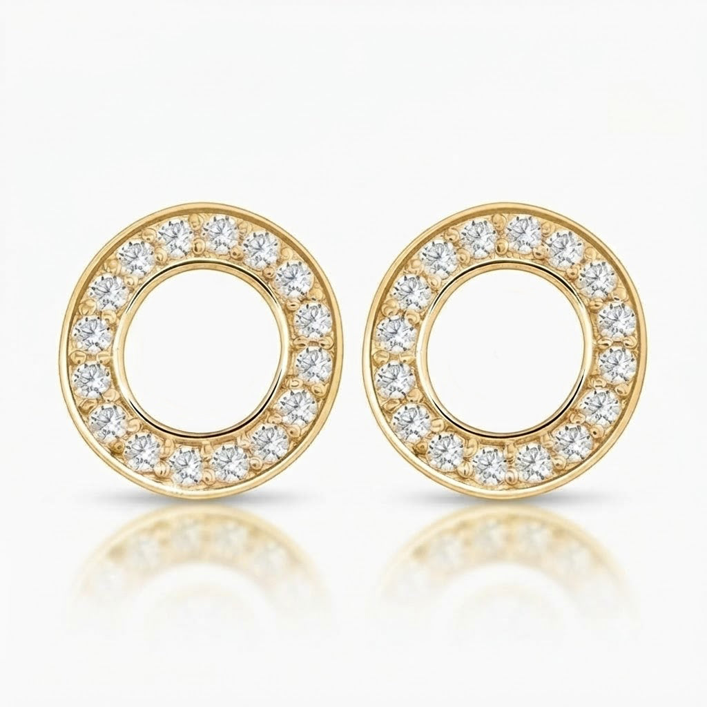 Circle Moissanite Diamond Screw Back Stud Earrings