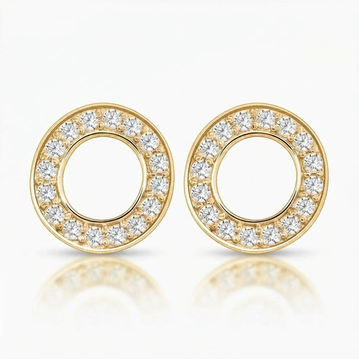 Circle Moissanite Diamond Screw Back Stud Earrings