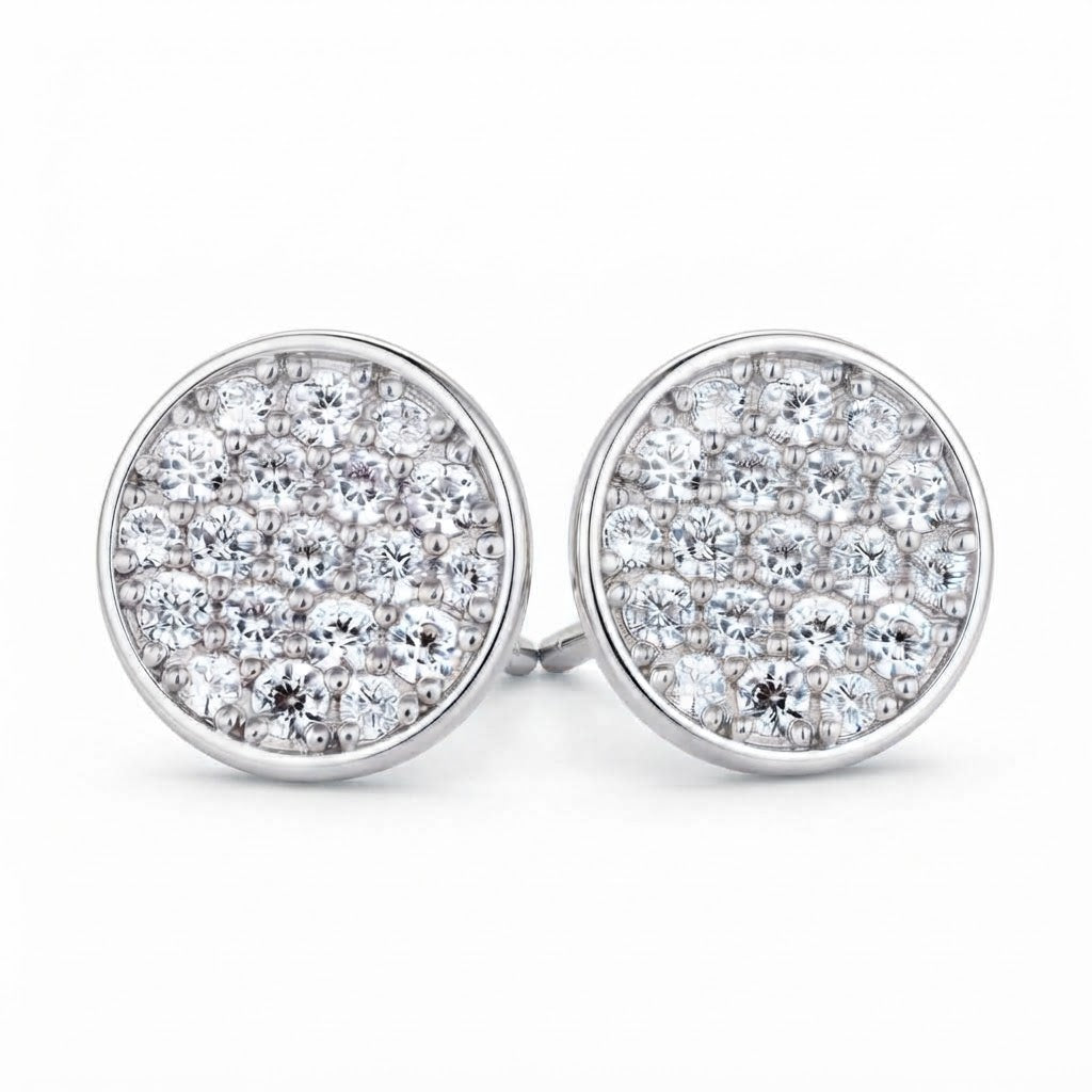 Pavé Setting Moissanite Diamond Screw Back Stud Earrings
