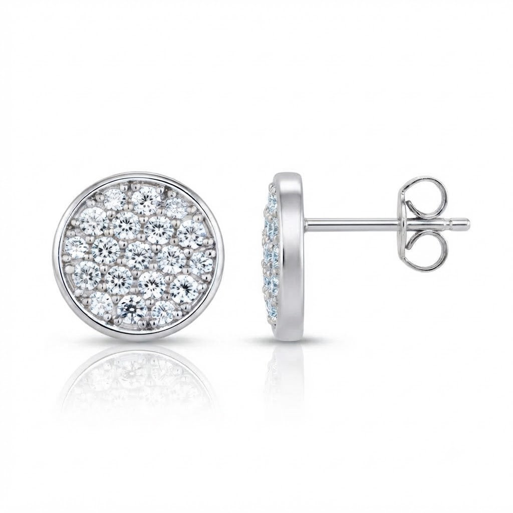 Pavé Setting Moissanite Diamond Screw Back Stud Earrings