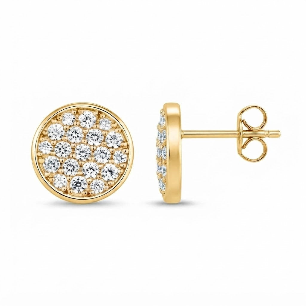 Pavé Setting Moissanite Diamond Screw Back Stud Earrings